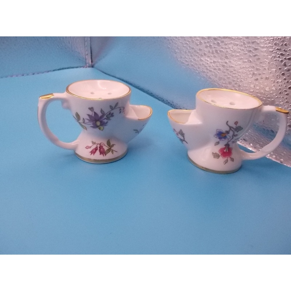 Vintage Hammersley Fine Bone China Shaving Scuttle Mug Floral Gold Gilt England